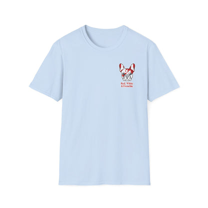 Red, White & Frenchie – Left Chest Logo Unisex Jersey Tee │ Canada Day French Bulldog Shirt