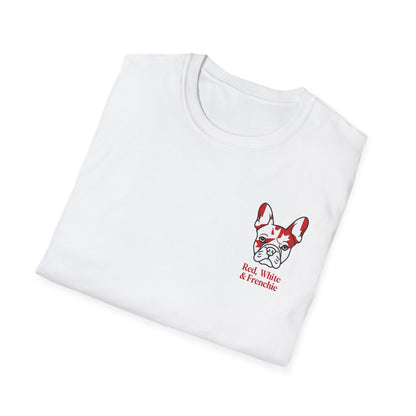 Red, White & Frenchie – Left Chest Logo Unisex Jersey Tee │ Canada Day French Bulldog Shirt