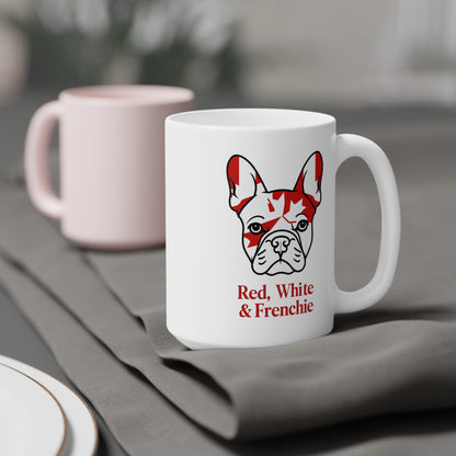 Red, White & Frenchie – Canada Day Ceramic Mug (11 oz │ 15 oz │ 20 oz) │ French Bulldog Coffee Cup