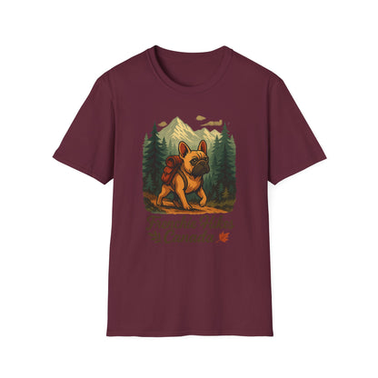 Frenchie Hikes Canada – Unisex Outdoor Adventure T-Shirt