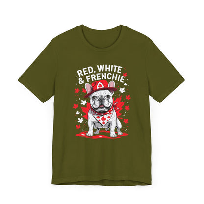 Red, White & Frenchie – Unisex Jersey Short Sleeve Tee │ Canada Day French Bulldog Shirt