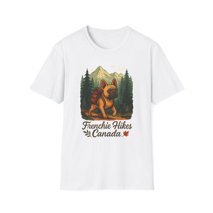 Frenchie Hikes Canada – Unisex Outdoor Adventure T-Shirt