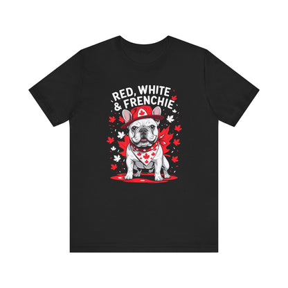 Red, White & Frenchie – Unisex Jersey Short Sleeve Tee │ Canada Day French Bulldog Shirt