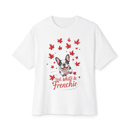 Oversized Unisex Canada Day T-Shirt | Red, White & Frenchie French Bulldog Tee