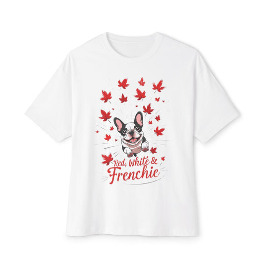 Oversized Unisex Canada Day T-Shirt | Red, White & Frenchie French Bulldog Tee