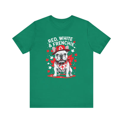 Red, White & Frenchie – Unisex Jersey Short Sleeve Tee │ Canada Day French Bulldog Shirt