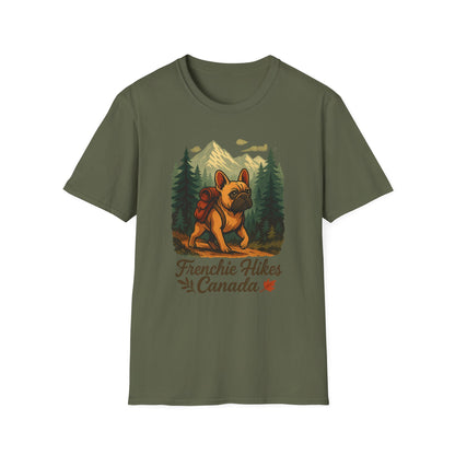 Frenchie Hikes Canada – Unisex Outdoor Adventure T-Shirt