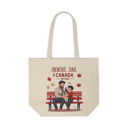Frenchie, Dad & Canada “My Pack” – Premium Canvas Tote Bag │ Canada Day Dog Dad Gift