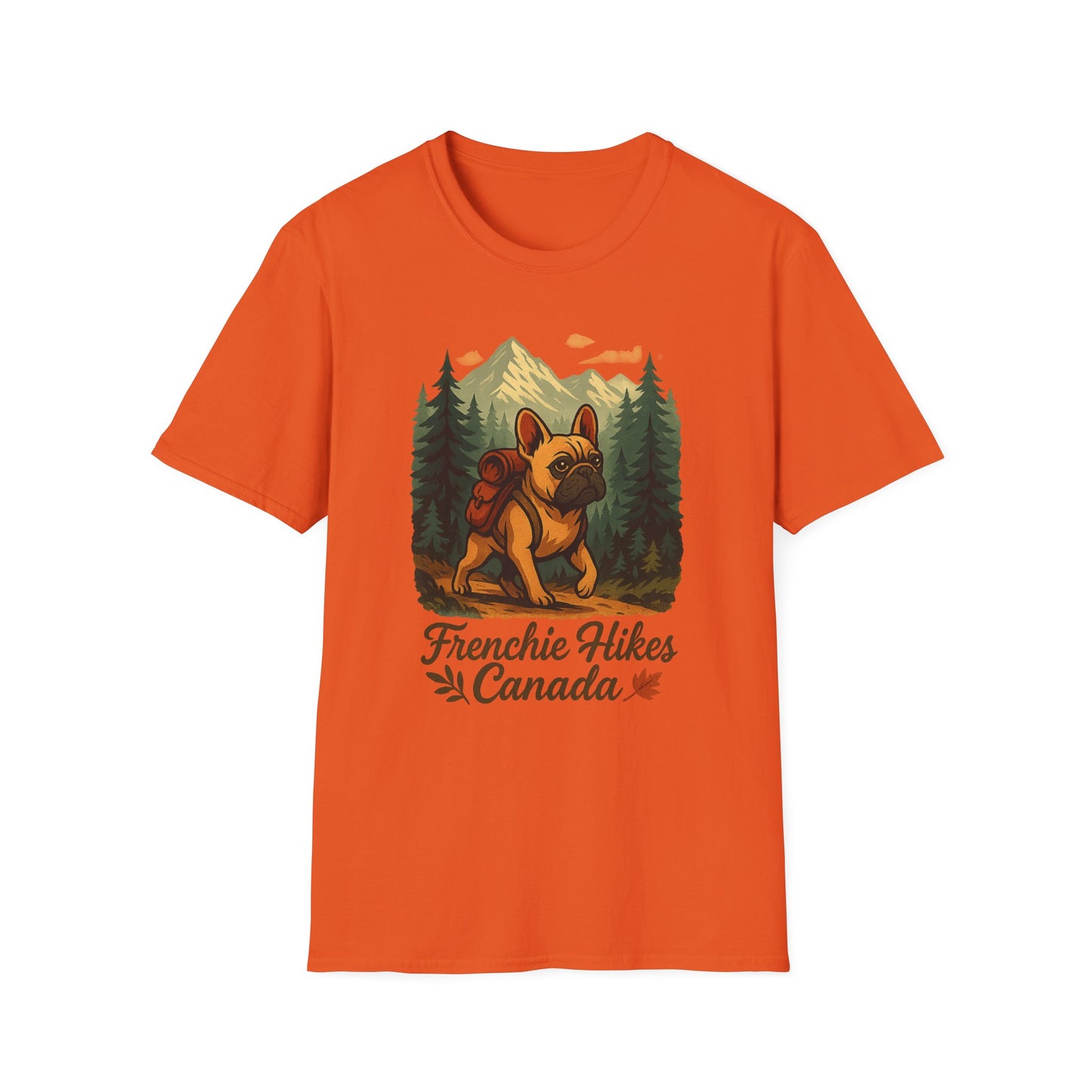 Frenchie Hikes Canada – Unisex Outdoor Adventure T-Shirt