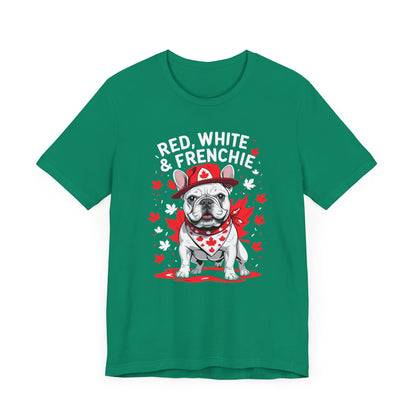 Red, White & Frenchie – Unisex Jersey Short Sleeve Tee │ Canada Day French Bulldog Shirt