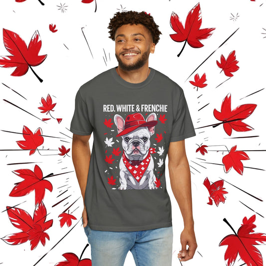 Red, White & Frenchie – Unisex Garment-Dyed Canada Day Tee