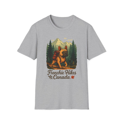 Frenchie Hikes Canada – Unisex Outdoor Adventure T-Shirt